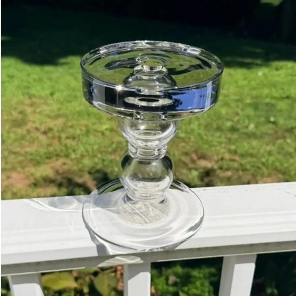 Pottery Barn Glass Sphere Medium Pillar Candle Holder Clear Glass